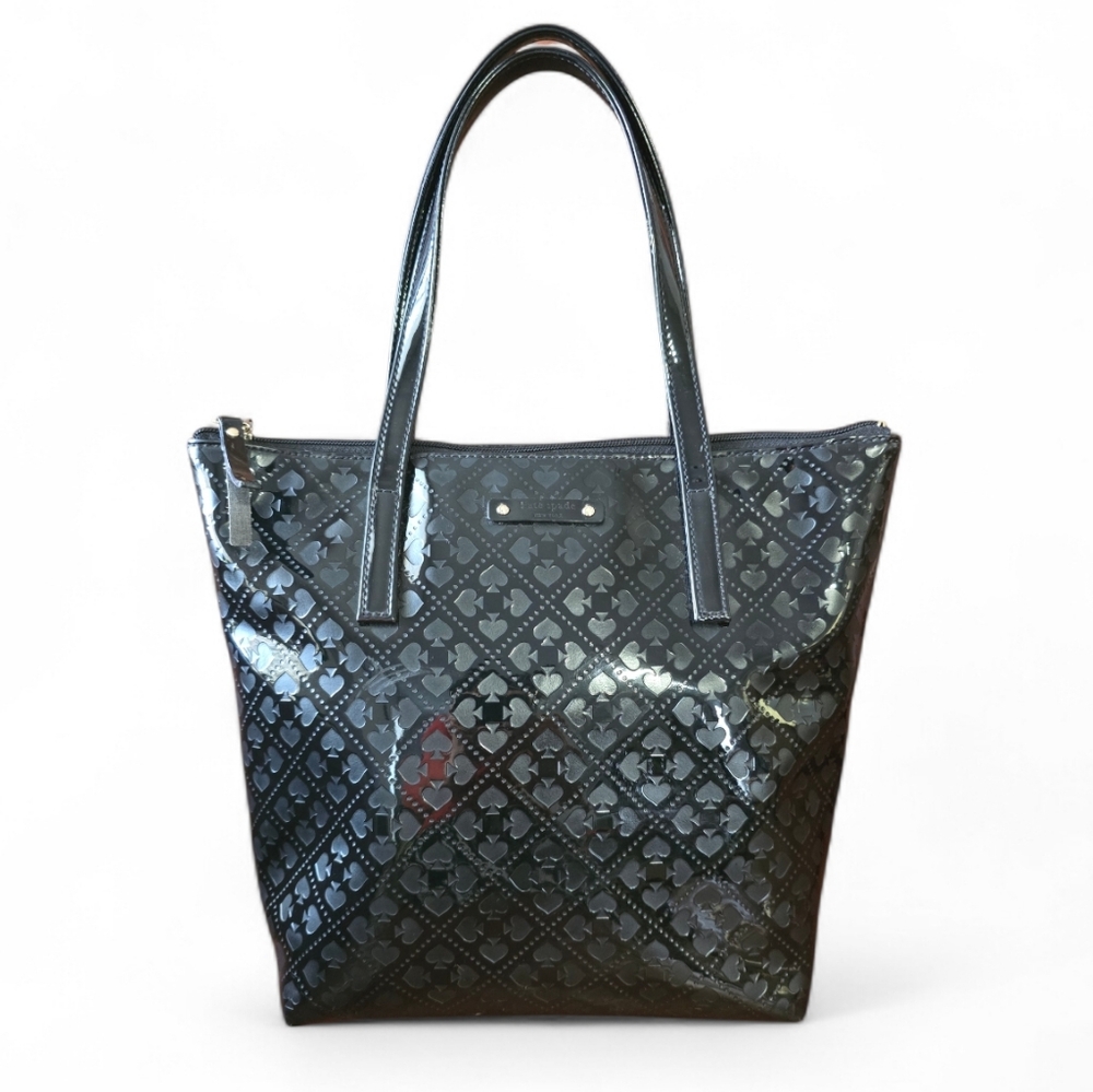 Kate Spade Shiny Black Patterned Tote